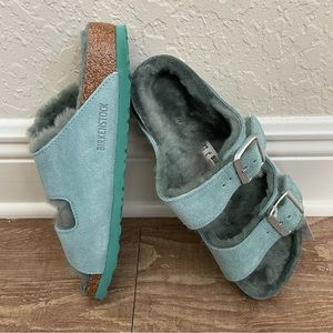 NWT Birkenstock Arizona Shearling Suede Leather Sandals (Size EU 39 / US 8-8.5)